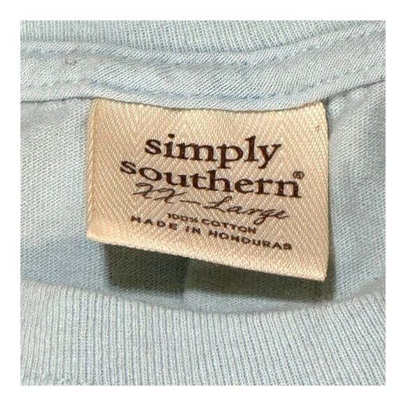 Simply Southern Georgia Map Graphic T-Shirt XXL 100% Cotton Light Blue Peaches - Picture 4 of 8